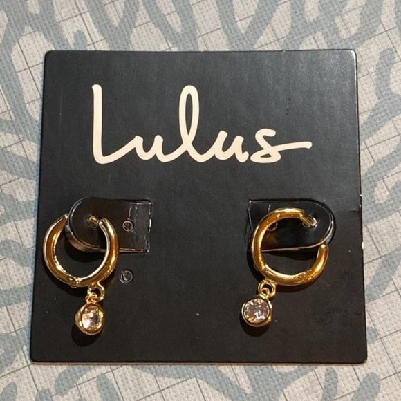 Lulus Jewelry - Mini Gold Hoop 14K Gold Plated CZ Earrings ~NWT